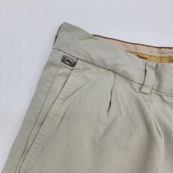 TOMMY BAHAMA Men's Size 36 (35) Silk Khaki Pleated Shorts Golf Casual Vacation - Picture 2 of 6
